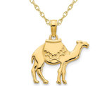 14K Yellow Gold Camel Charm Pendant Necklace with Chain